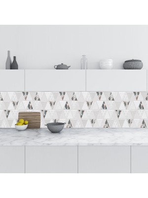 Zemira Mutfak Tezgah Arası Folyo Fayans Kaplama Folyosu Geometrik Çiçek Süsleme 60X200 cm
