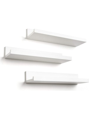 Zemira Americanflat 35,6 cm Asılı Raf Seti, 3'lü Beyaz, Kompozit Ahşap, Duvara Monte Edilmiş Saklama Rafla