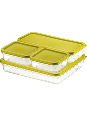 Zemira Promosyonca Çok Parçalı Saklama Kabı Seti, 4800 ml Toplam Hacim, 4 Parça (Yeşil)