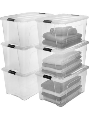 Zemira Iris Ohyama, Saklama Kutuları, Saklama Kutusu, Çoklu Fonction, 6'lı Set Plastik Kutular, 45 L, Kapa