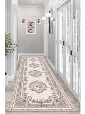 Zemira Pelangi Osmanlı Motifler Şal Desenli Etnik Dijital Baskı Yıkanabilir Kaymaz Taban Eskitme Salon Hal