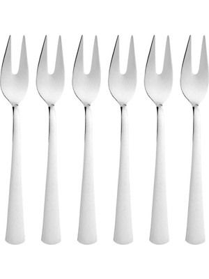 Zemira Limon Fondü Çatalı Seti, Çelik, 11 Cm, Gümüş Metalik, 6 Parça