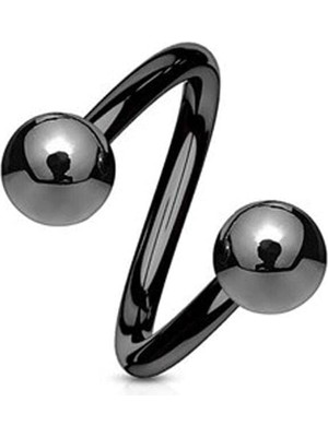 Zemira Siyah Spiral Model Iki Ucu Toplu Piercing, Siyah