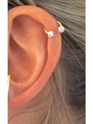 Zemira Çelik Gold Yarım Ay Shambala Piercing 8mm, Altın
