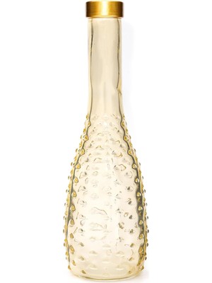 Zemira Mi̇ssi̇ Gold Boyunlu Amber Kabartmalı Ince Cam Vazo (26 Cm)