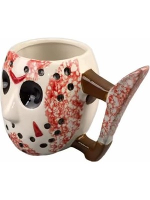 Zemira Freddy Krueger Jason Maskesi Tasarım Seramik Kupa, Kanlı Efektli, Saplı, Korku Filmi Temalı B