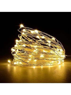 Zemira Jsdoin 50 LED Pille Çalışan Bakır Tel Iç Mekan Dış Mekan Yatak Odası Düğün Dekoru Parti Noel Ağacı