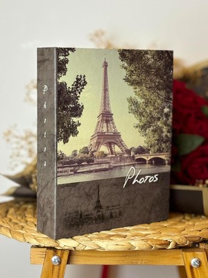 Zemira Rabsev Fotoğraf Albümü 10X15CM 200 Lük Renkli Eyfel Kulesi Desenli Anı Albümü