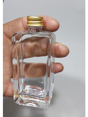 Zemira 3 Adet Boş Gold Kapaklı Kolonya Şişesi Doldurulabilir Cep Cam Parfüm Şişesi 50 Ml, SPREYLISE065