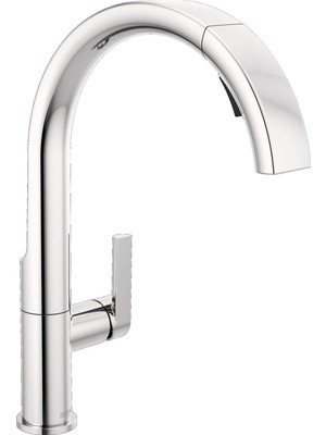 Zemira Faucet Keele Pull Down Mutfak Bataryası Krom, Aşağı Çekmeli Püskürtücülü Krom Mutfak Bataryas