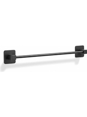 Zemira Siyah Uzun Havluluk – Duvara Monte Yapışkanlı Metal Havlu Askısı 42 Cm, Mat Siyah Banyo Aksesuarı