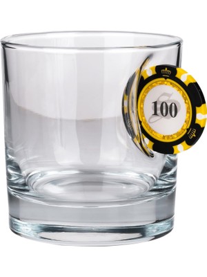 Zemira Poker Çip Tasarımlı Viski Bardağı, 300CC, Şeffaf Cam