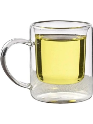 Zemira Çift Cidarlı Borosilikat Cam Kupa, 200 Ml, Beyaz, Modern, Latte, Filtre Kahve, Bitki Çayı, 1 Adet -