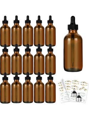 Zemira Cyclemore 16'lı Paket (120 Ml) 4oz Amber Cam Boston Şişeleri, Cam Damlalıklı Şişeler, Uçucu Yağlar