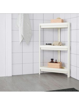 Zemira Vesken Üçgen Raf Ünitesi 3 Katlı Köşe Banyo Rafı Düzenleyici Beyaz