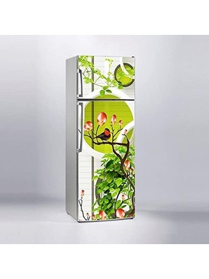 Zemira Buzdolabı Sticker Kaplama Dolap Kaplama Etiketi Yuvarlak Ağaç Kuş