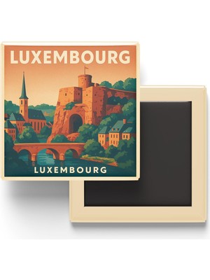 Zemira Lüksemburg Lüksemburg - Bock Kasamatları - Baskılı Buzdolap Magneti Kare 9x9 cm