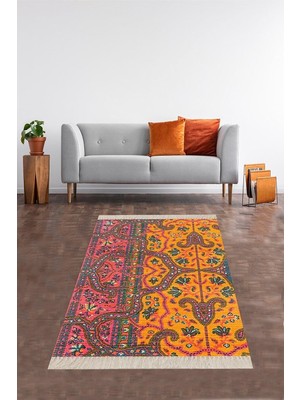 Zemira On The Clouds Kilim Desenli Etnik Dijital Baskı Yıkanabilir Kaymaz Taban Salon Halı Yollu