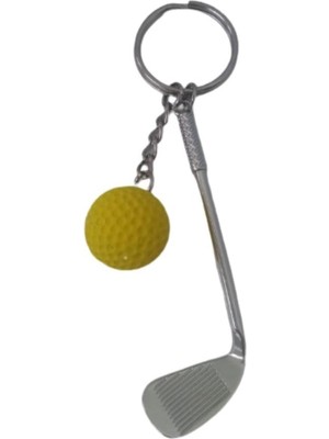 Zemira 5dm-Gerçekçi Golf Tasarımlı Şık Anahtarlık Kolye Çanta Süsü Golf Keychain - Sarı Renk