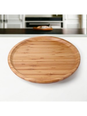 Zemira Deconox Bambu Lüx Yuvarlak Servis 30 * 30CM, Sunumluk & Çerezlik Sunum Tabağı