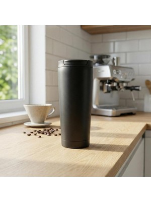 Zemira Deconox 400 ml Siyah Termos Kupa - Çift Katmanlı Paslanmaz Çelik Seyahat Bardağı (Travel Mug) - 4-6