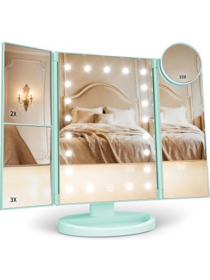 Zemira Huonul Işıklı Makyaj Aynası Vanity, 2x 3x 10X Büyütme, Işıklı Ayna, Dokunmatik Kontrol, Üç Katlı Çi