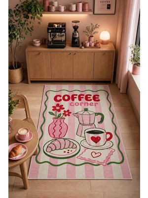 Zemira Blend Kahve Köşesi Şönil Halı Kaymaz Yıkanabilir Dekoratif Salon Mutfak Halısı 200X300 cm