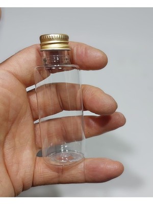 Zemira 50 Adet Boş Şişe Tıpalı Gold Kapaklı Kolonya Şişesi Doldurulabilir Cep Plastik Parfüm Şişesi 50 ml