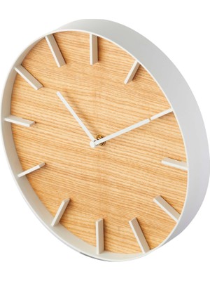Zemira Yamazaki 4109 Rin Duvar Saati, Beyaz, Çelik/plywood, Minimalist Tasarım, 26,5 x 4,2 x 26,5 cm (U x