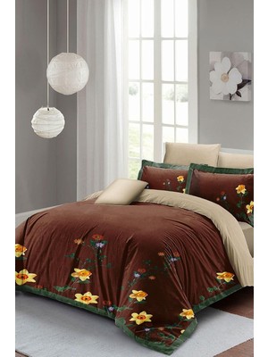 Zemira Monohome King Size Sun Flowers Çift Kişilik Nevresim Takımı 3D Pamuk Saten, MONOHOME44688