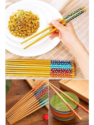 Ozka Concept Bambu Chopstick Çubuk Yemek Çubuğu Yıkanabilir Tekrar Kullanılabilir (10 Çift- 20 Adet )