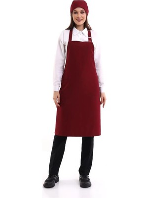 Zemira Askılı Önlük Cepli - 19 Bordo