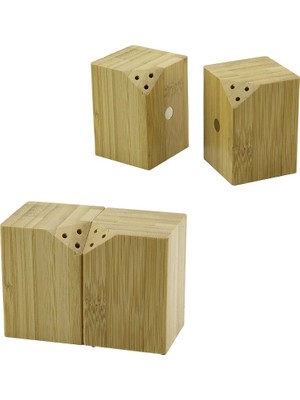 Ozka Concept Baharatlık Tuzluk 5X5CM Y:7cm 2parça Mıknatıslı Ikiz Ahşap Bambu Baharatlık Tuzluk