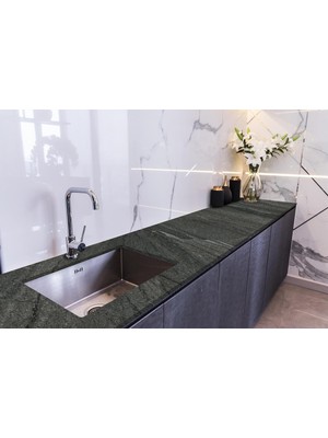 Zemira Stickerart Tezgah Üstü Fayans Kaplama Folyosu Mutfak Tezgahı Kaplama Dark Grey Marble 70 cm x 4 Met