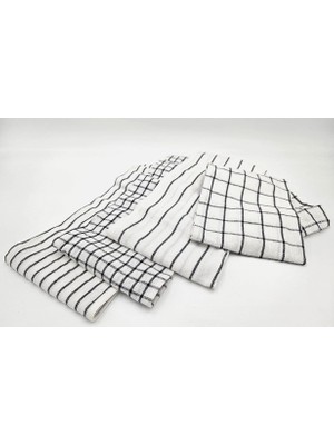 Zemira Rinnig Desenli Çay Havlusu 45 x 60 Cm, 4'lü Set (Koyu Gri)