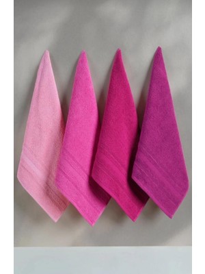 Zemira 4'lü Havlu Seti | El, Yüz Saç Havlusu | 50X90 cm -%100 Pamuk Havlu - Havlu Takımı (Pembe)
