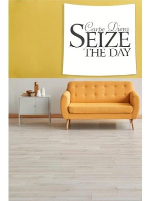 Zemira Pelangi Beyaz Carpe Diem Tutmaz Kadife Kumaş Duvar Örtüsü Duvar Halısı Tapestry KWLL308, 35 x