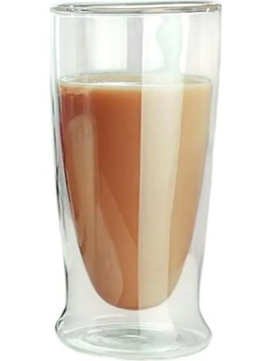 Zemira Çift Cidarlı Uzun Model Cam Kokteyl, Meşrubat, Latte, Su Bardağı, 350 Ml, 1 Adet - 12323