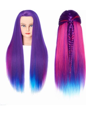 Zemira Hairginkgo Manken Kafası 66 cm - 71 cm Süper Uzun Sentetik Elyaf Saç Mankeni Kafa Şekillendirme, Ku