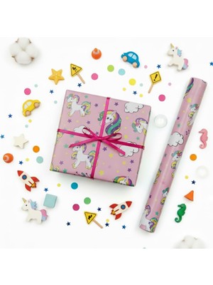 Zemira 70X100 cm Çocuklara Özel Hediye Paketleme Kağıdı 2'li Set | Eğlenceli Tema, Kalın, Kolay