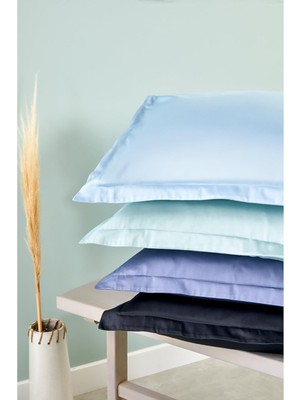Zemira Linens Mix&match Pamuk Saten 2'li Volanlı Yastık Kılıfı Seti Indigo