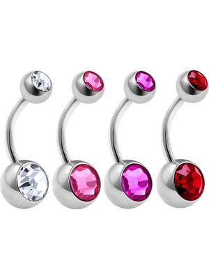 Zemira Matiga 4 Adet Cerrahi Çelik 14 Gauge Göbek Düğmesi Yüzük Piercing Takı Kulak Lob Küpe Göbek 8mm 5mm
