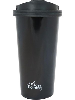 Zemira Any Morning 500 ml Paslanmaz Çelik Termos Mug, Çift Katmanlı, Sızdırmaz Kapak, Siyah SI231902