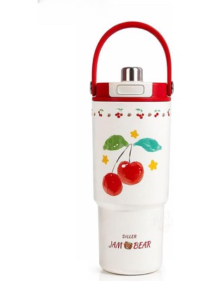 Zemira Diller Tumbler 880 ml Tek Kapak Çift Kullanım Pipetli/pipetsiz Taşıma Kulplu Çelik TERMOS-FFD9505-8