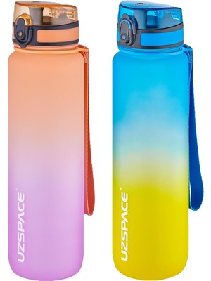 Zemira Uzspace 2'li Tritan Matara Seti 1000ML Büyük Boy Çift Renk Softtouch Ff Tritan Su Matara