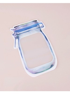 Ozkr Store Kavanoz Görünümlü Kilitli Saklama Poşeti 620 ml (1 Adet )