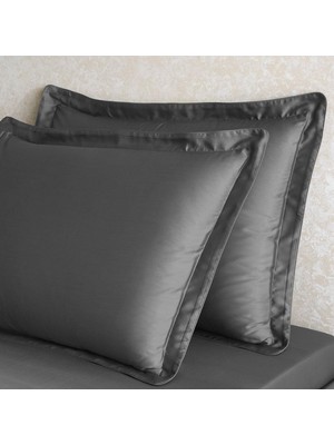 Zemira Linens x Tencel™ Lyocell 2'li Volanlı Yastık Kılıfı Antrasit