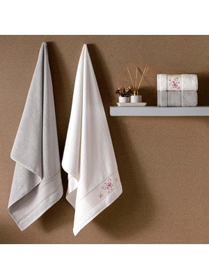 Zemira Taç Vega Pure Cotton Düz Pamuk Hamam Seti, Krem, 4'lü Set