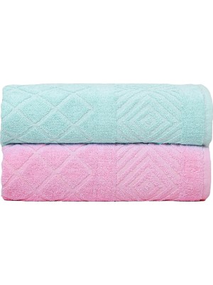 Zemira Pamuklu El Yüz Havlusu 2'li Set 50 x 90 Cm. (Yeşil-Pembe)
