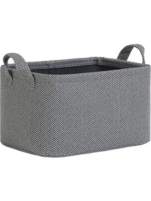 Zemira Textile Antrasit Renk Dokulu Kumaş Sepet 30 x 21 x cm